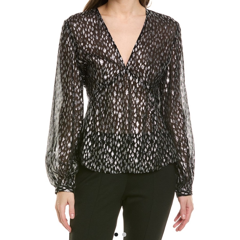 The Kooples Black and White Sheer Blouse